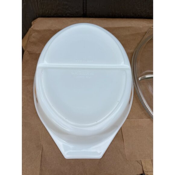 Pyrex Divided Town & Country Casserole Dish Lid Orange Yellow Starburst 1.5 QT - Picture 12 of 14